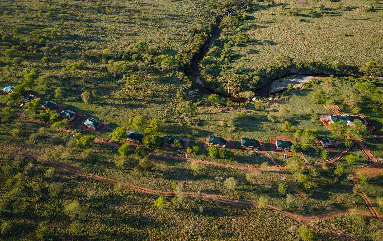Embalakai Serenegti Camp aerial view